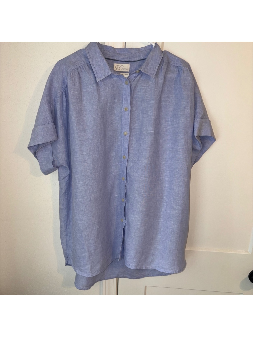 J.Crew $118 Relaxed 100% Linen Womans LT Baird McNutt Irish Linen Short Sleeve